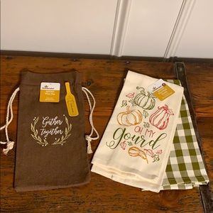 Wine Bag & Dish Towel Set 🍂